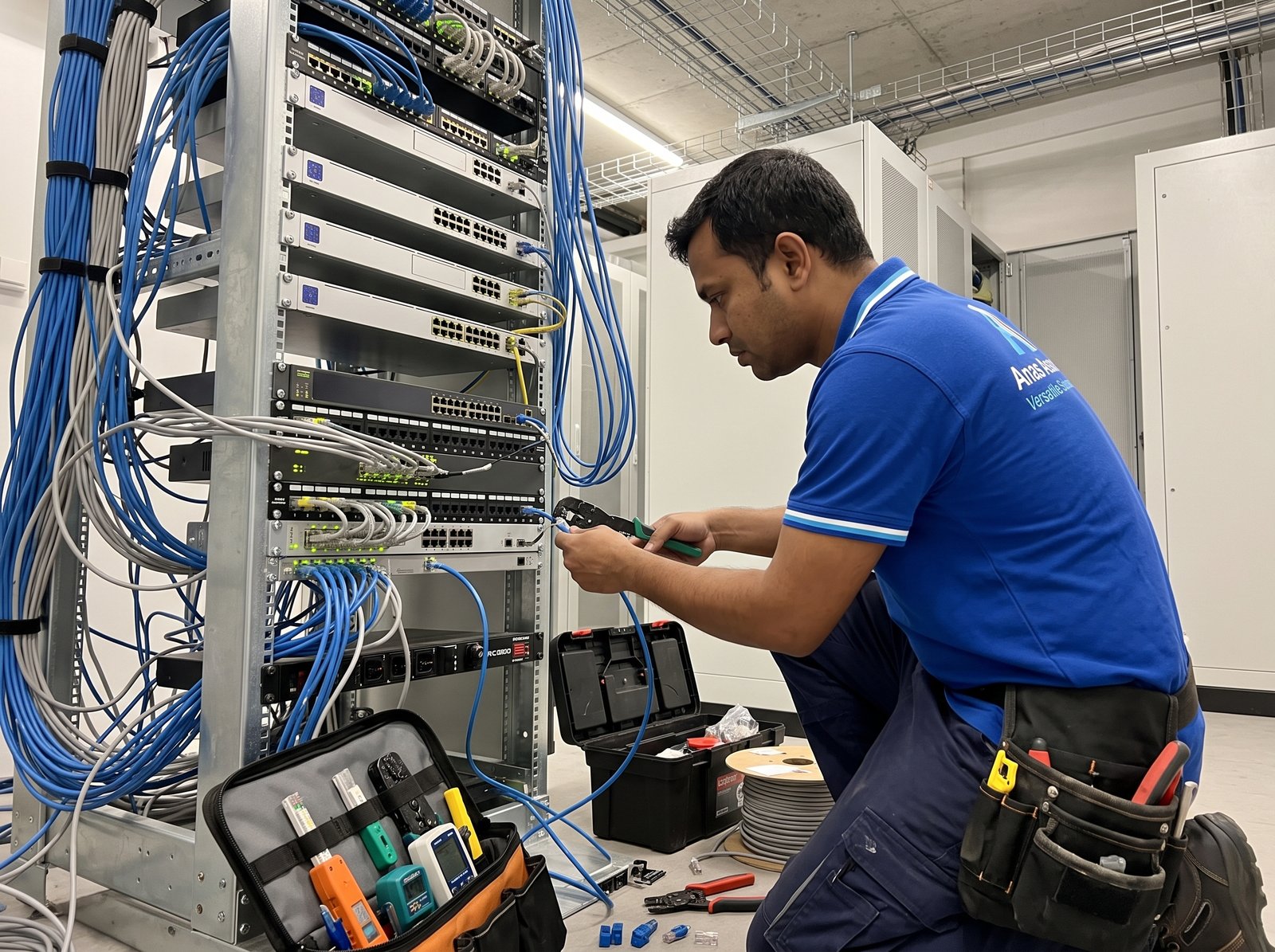 PoE switch and network cable management