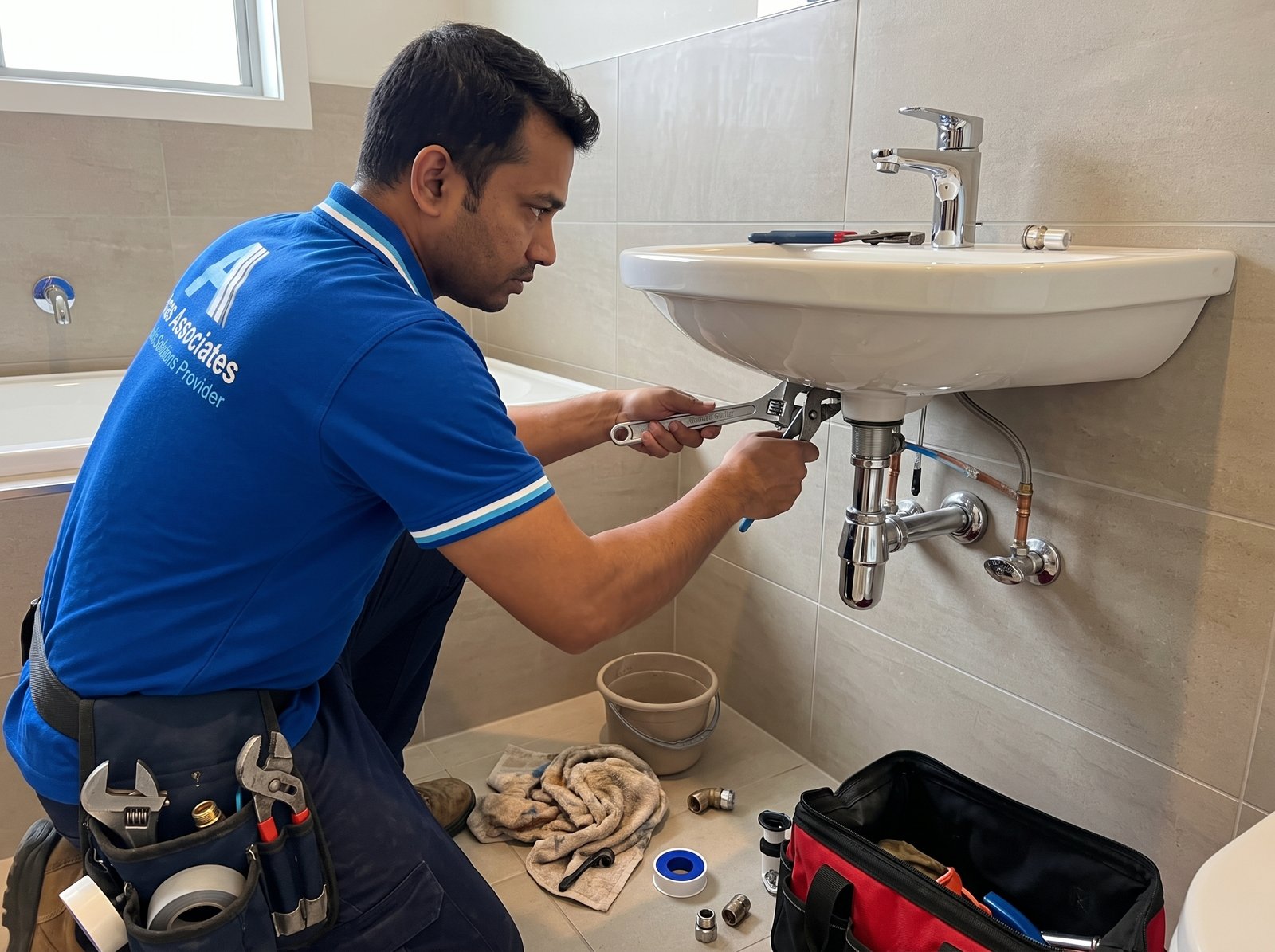 Plumbing maintenance on sanitary fixtures and water line