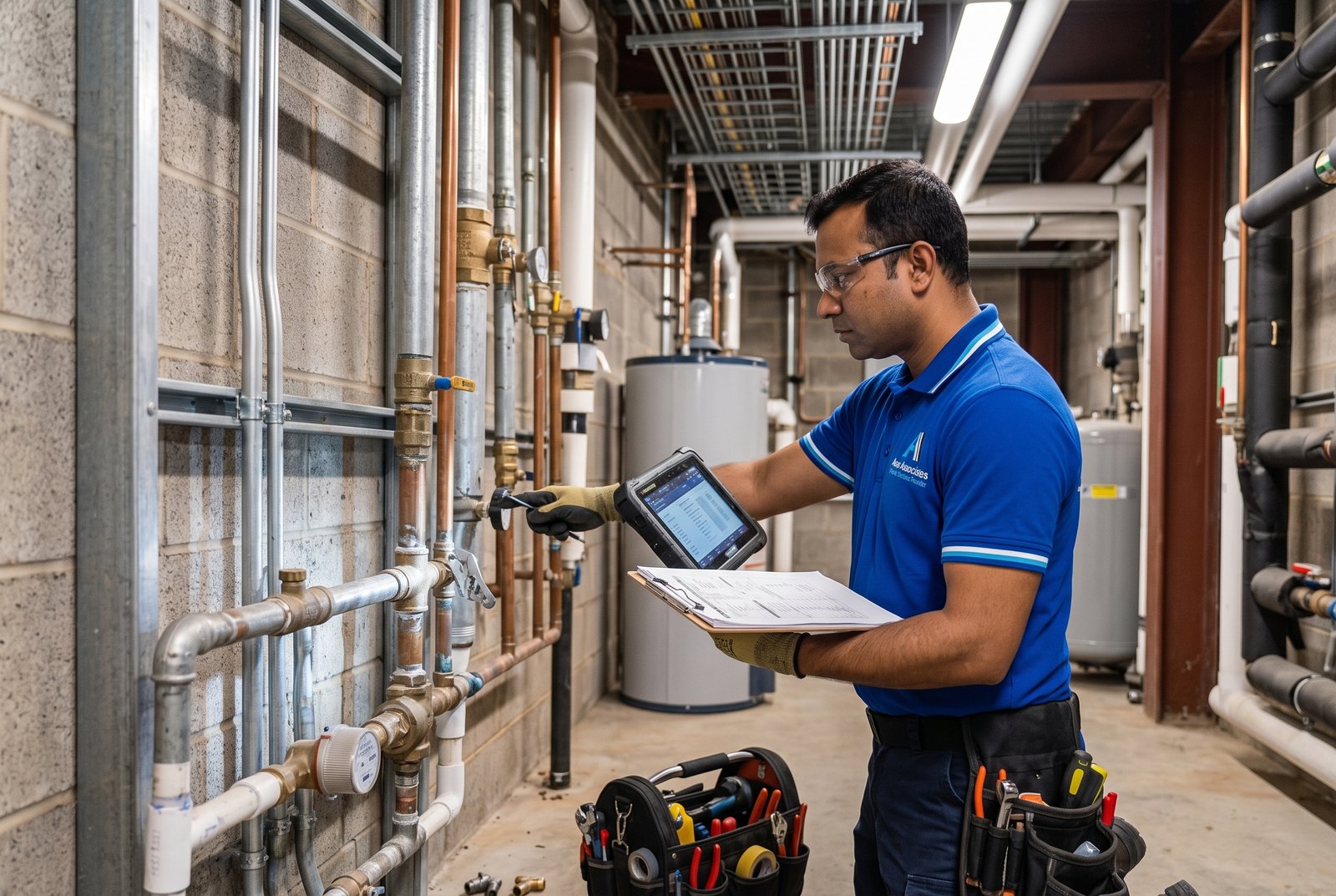Technician carrying out preventive maintenance