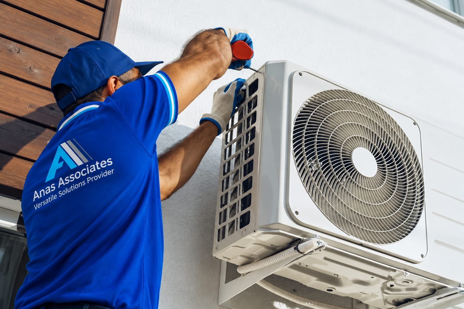 Indoor split-unit air conditioner mounted in a modern space